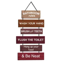 Home Delight Maroon & Brown Quotes Painted Rectangular Wooden Hanging Wall Decor-26
