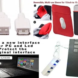 ANJO KeyboardWirelesMous-WPad-Hub-3n1Cl-OTG2n1-Ext-LED-Skin-15.6iScrn&KeyGuard&Sleeve Combo Set image 3