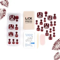 LICK 26 Pcs Classic Red Artificial Reusable Press On Toe Nail Extensions image 2
