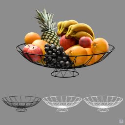 4 Pcs Metal Fruits & Vegetables Basket Bowl with Holding Stand | Black & White Iron Fruit & Vegetable Basket-image-32