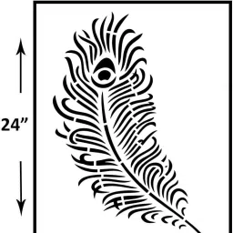 Peacock Feather Wall paint design diy WallArt Size 16X24 ". feather Stencil-picture-14