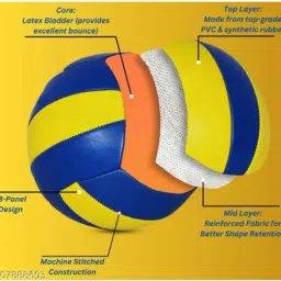 ashi traders Synthetic soft volleyboll bolls With Nylons net And With Air pump Volleyball - Size: 4 image 2