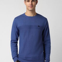 Peter England Casuals Self Design Round Neck Long Sleeve Cotton Pullover Sweater-picture-43