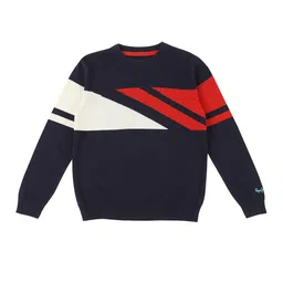 Pepe Jeans Boys Navy Blue & Red Striped Printed Sweater Vest-image-40