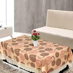 Kuber Industries Cream-Coloured & Red Printed 4-Seater Rectangular Table Cover image 1