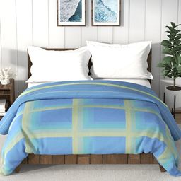 Nautica Bristol Blue & Green Checked AC Room 150 GSM Double Bed Comforter-image-74