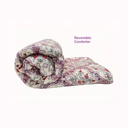 Supreme Home Collective Pink Floral Cotton AC Room 300 GSM Double Bed Reversible Comforter-12