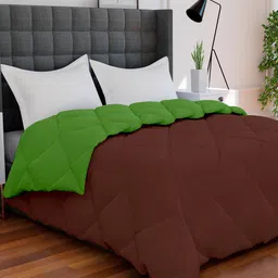 AVI Brown & Green Solid Reversible Style Mild Winter 233 GSM Double Bed Comforter-3