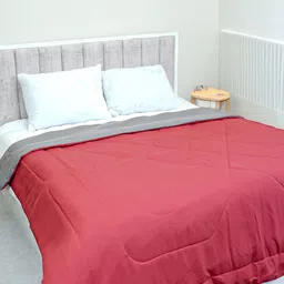 BELLA TRUE Maroon & Grey Microfiber AC Room 380 GSM Single Bed Comforter-image-92