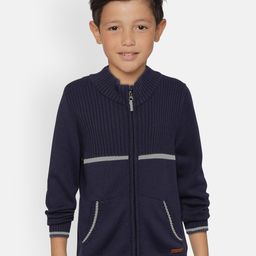 METRO KIDS COMPANY Boys Navy Blue Solid Cardigan Sweater-image-30