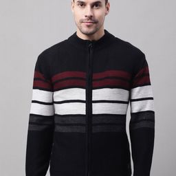 Cantabil Men Striped Cardigan Acrylic Sweater-picture-18