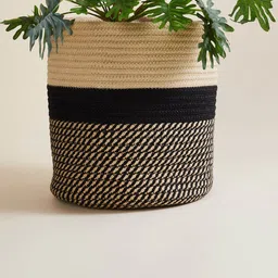 Home Centre Black & Beige Braided Polypropylene Floor Planter-37