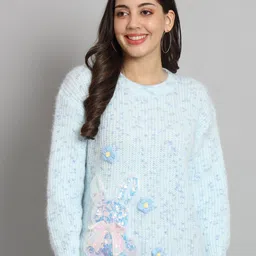 BROOWL Self Design Woollen Pullover Sweater-19