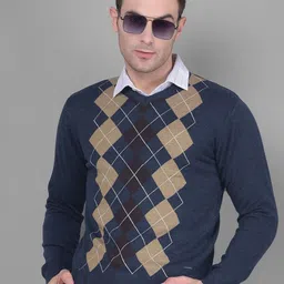 Crimsoune Club Geometric Self Design V-Neck Pullover-image-17