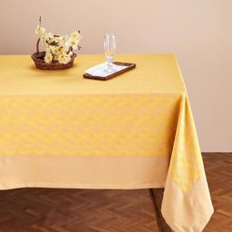 Fabindia Mustard Yellow Akira Woven-Design Cotton 6-Seater Table Cover-15