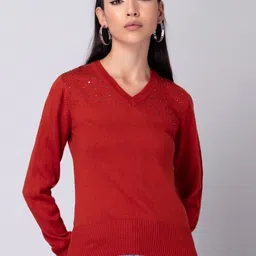 FabAlley Embellished Detail V-Neck Pullover-image-3