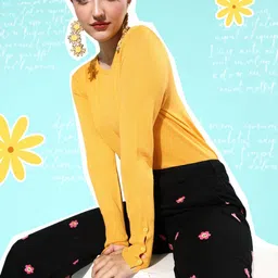 Harvard Women Mustard Solid Uniform Dressing Sweater-image-43