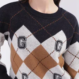 GANT Argyle Printed Long Sleeves Pure Wool Pullover image 4