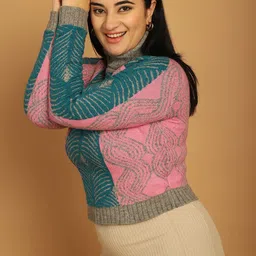 NoBarr Self Designed Turtle Neck Acrylic Pullover image 2
