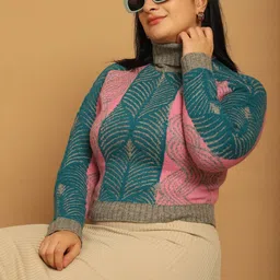 NoBarr Self Designed Turtle Neck Acrylic Pullover image 3