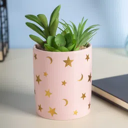 MARKET99 Pink & Green Printed Artificial Plant With Pot-image-25