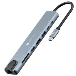 portronics Mport 8 Multiport USB adapter for USB-C devices Plug in your laptop, charger, insert SD Card, connect to keyboard/mouse/ou will use for all your needs. image 1