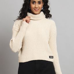 BROOWL Striped Drop Shoulder Sleeves Wool Sweater-18