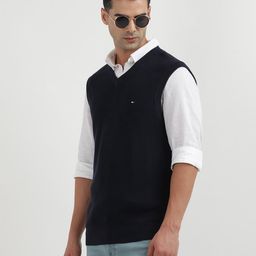 Tommy Hilfiger V Neck Sleeveless Cotton Sweater Vest-image-96