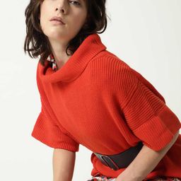 RAREISM Women Orange Cotton Sweater Vest-image-47