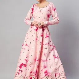 SHUBHKALA Pink Embroidered Semi-Stitched Dress Material-picture-26