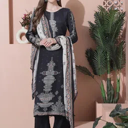 Stylee LIFESTYLE Ethnic Motifs Embroidered Pure Silk Unstitched Dress Material-image-14