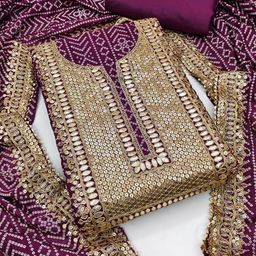 KALINI Printed Art Silk Unstitched Dress Material-21