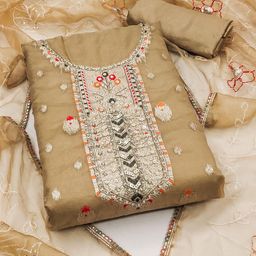 KALINI Woven Design Organza Unstitched Dress Material-image-78