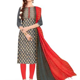MANVAA Ethnic Motifs Woven Designed Banarasi Jacquard Unstitched Dress Material-image-91