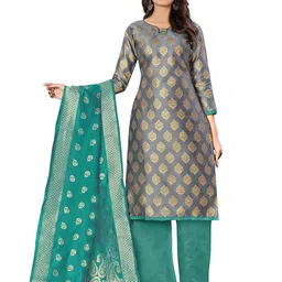 MANVAA Ethnic Motifs Woven Design Zari Unstitched Dress Material-image-68