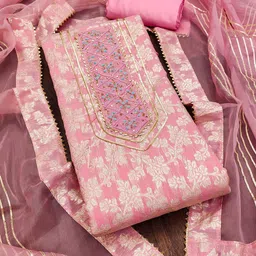 SHADOW & SAINING Ethnic Motifs Woven Design Jacquard Unstitched Dress Material-picture-55