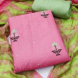 KALINI Embroidered Pure Cotton Unstitched Dress Material With Dupatta-image-69