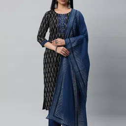 KAMI KUBI Geometric Printed Pure Cotton Unstitched Dress Material-image-16