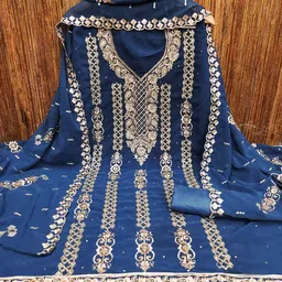Panzora Floral Embroidered Unstitched Dress Material-picture-30