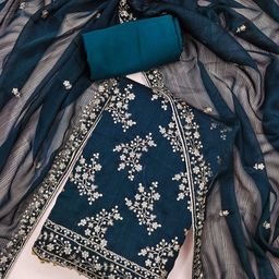 KALINI Ethnic Motifs Embroidered Sequinned Unstitched Dress Material-image-90