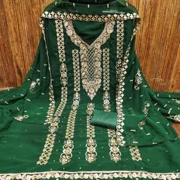 LeeliPeeri Designer Embroidered Unstitched Dress Material-image-11