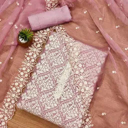 KALINI Floral Embroidered Unstitched Dress Material-10