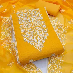 KALINI Embroidered Art Silk Unstitched Dress Material-picture-54