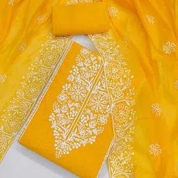 Panzora Embroidered Art Silk Unstitched Dress Material-picture-29