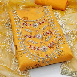KALINI Ethnic Motifs Embroidered Beads and Stones Unstitched Dress Material-image-2