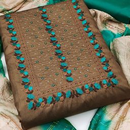 MANVAA Floral Embroidered Sequinned Unstitched Dress Material-image-41