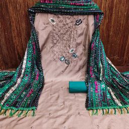 KALINI Ethnic Motifs Embroidered Sequinned Detail Unstitched Dress Material-image-39