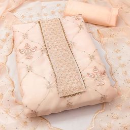 KALINI Floral Embroidered Sequinned Unstitched Dress Material-image-84