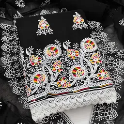 Peachmode Embroidered Pure Cotton Unstitched Dress Material-image-40
