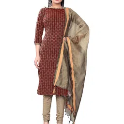 KALINI Geometric Woven Design Unstitched Dress Material-image-82